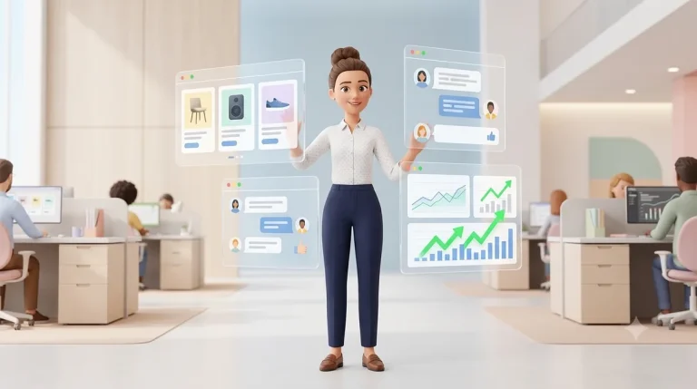 Agentes de IA para ecommerce coordinando fichas de producto, chat y trafico web en una tienda online