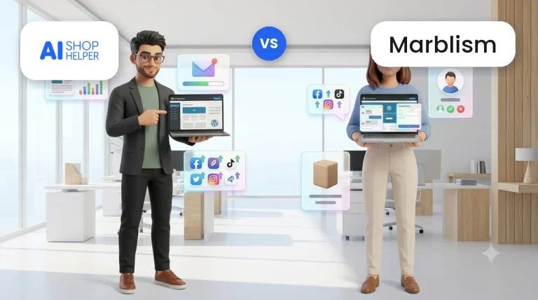AI Shop Helper vs Marblism: comparativa de agentes de IA para ecommerce