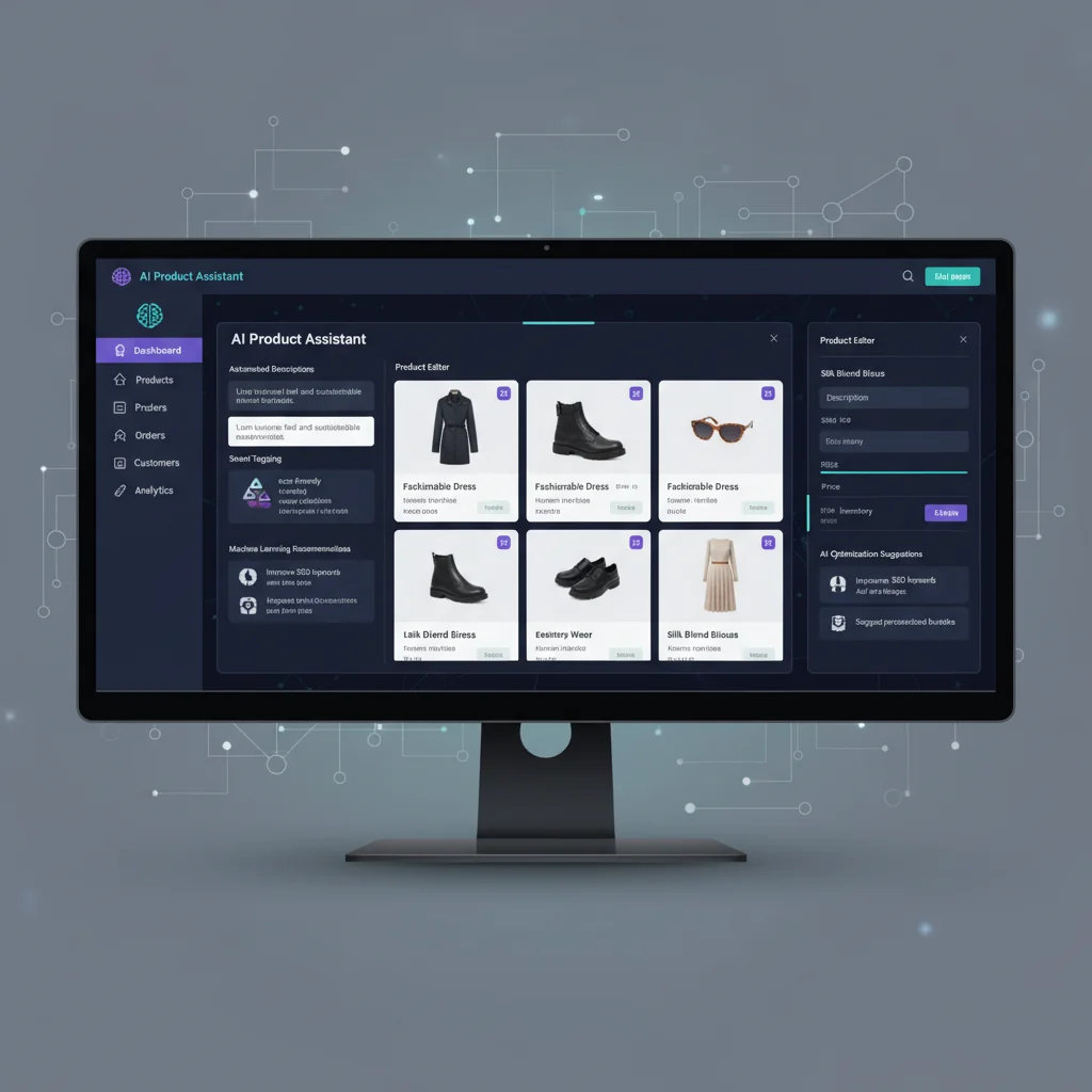 Plataforma de IA gestionando fichas de producto.