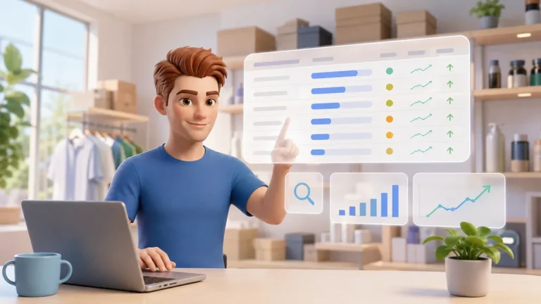 Agente de IA de AI Shop Helper usando datos de SE Ranking: keywords con volumen y posiciones