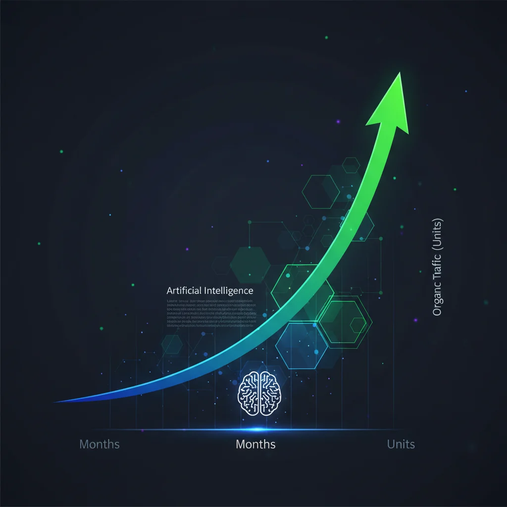 Gráfica que muestra el crecimiento del tráfico orgánico con la ayuda de la IA.